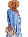 Moss Rose Women's Swimsuit Cover up Beach Kaftan for Bathing Suit with Floral Pattern
