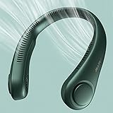 JISULIFE Portable Neck Fan, Hands Free Bladeless Fan, 4000 mAh Battery Operated Wearable Personal Fan, Leafless, Rechargeable, Headphone Design, USB Powered Desk Fan,3 Speeds-Dark Green