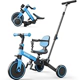 besrey 5 in 1 Toddler Bike, Toddler Tricycle for 1-3 Year Old, Trike with Push Handle, Backrest and Safety Belt, Birthday Gifts and Toys for Boys and Girls, Balance Bike