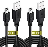 Drimoor 2 Pack 10ft PS3 Controller Charger Cable - Fast Mini USB Data Charging Cord for PS Move Playstation 3 Wireless Controller, TI84 Plus CE, Digital Camera