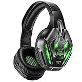 PHOINIKAS Gaming Headset for PS5, PS4, PC, Xbox one Headset with 7.1 Sound, Bluetooth Wireless Over Ear Headphones for Phone/Tablet/Laptop, with Noise Cancelling Detachable Mic, LED Light, Up to 40h