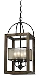 Cal Lighting FX-3536/4 Mission Wood/Metal Four Light Transitional Style Chandelier, Dark Bronze