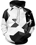 SANKILL Unisex Graphic Hoodies for Men Funny 3D Novelty Pullover Sweatshirt Xmas Teen Boy Gifts Ideas Black White Galaxy Hoodie