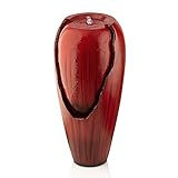 Alpine Corporation Alpine Corporation 33' Tall Water Jar Fountain with LED Light, Red