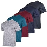 Real Essentials Mens Quick Dry Fit Dri-Fit Short Sleeve Active Wear Training Athletic Crew T-Shirt Gym Wicking Tee Workout Casual Sports Running Tennis Exercise Undershirt Top, Set 1, XXL, Pack of 5