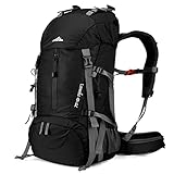 Loowoko 50L Hiking Backpack, Waterproof Camping Essentials Bag with Rain Cover, 45+5 Liter Lightweight Backpacking Back Pack
