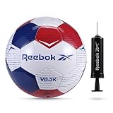 Reebok Recreational Soccer Ball, Premium TPU Composite Leather Cover, Soft Touch EVA Foam Backing, Includes Pump & Needle, VR-3K Series