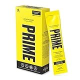 Prime Hydration+ Stick Pack, Electrolyte Drink Mix, 10% Coconut Water, 250mg BCAAs, Antioxidants, Naturally Flavored, Zero Added Sugar, Easy Open Single-Serving Stick, 6 Sticks (Lemonade)