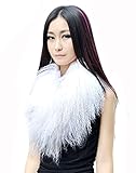 CX FUR Mongolian Lamb Fur Detachable Coat Collar White