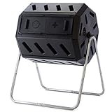 FCMP Outdoor IM4000 Dual Chamber Tumbling Composter Canadian-Made, 100% Recycled Resin - Outdoor Rotating Compost Tumbler Bin for Garden, Kitchen, and Yard Waste, Black (37 Gallon)