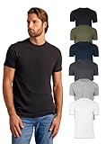 True Classic Mens T-Shirts - Short Sleeve Crew Neck Plain T Shirt for Men, Pack of 6, Variety, L