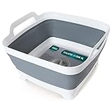 FOSJGO 9L Collapsible Dish Tub Portable for Washing Dishes,Foldable Laundry Tub,Washing Basin with Drain Plug for Kitchen Sink,Camping