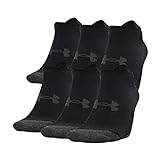 Under Armour Adult Performance Tech No Show Socks, Multipairs , Black (6-Pairs) , Large