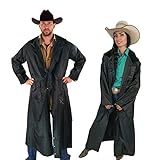 Southwestern Equine American Cowboy Saddle Slicker Rain Coat Duster – 100% Waterproof Full Length Unisex (Black, X-Large)