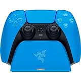 Razer Quick Charging Stand for PlayStation 5: Quick Charge - Curved Cradle Design - Matches PS5 DualSense Wireless Controller - One-Handed Navigation - USB Powered - Blue (Controller Sold Separately)