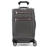 Travelpro Platinum Elite Softside Expandable Luggage, 8 Wheel Spinner Suitcase, USB Port, Suiter, Men and Women, Vintage Grey, Carry-On 21-Inch
