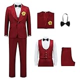 Jaugola Mens Betelgeuse Costume Red Wedding Suit Costume Halloween Horror Funny Couple Outfit Blazer L