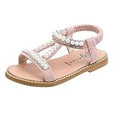 WUAI Kids Baby Girls Summer Sandals Fashion Boho Princess Flat Shoes Crystal Beach Roman Sandals 1-6Years(Pink,18-24Months)