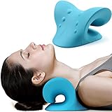 RESTCLOUD Neck and Shoulder Relaxer, Cervical Traction Device for TMJ Pain Relief and Cervical Spine Alignment, Chiropractic Pillow Neck Stretcher (Blue)