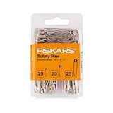 Fiskars Assorted Safety Pins - Assorted 3-Size Safety Pin Set - Sewing Accessories and Supplies - 75-Piece