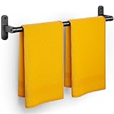 Powools Towel Rack for Bathroom - 24' Rustproof Towel Holder, Sturdy Towel Bar Wall Mounted, Space-Saving Towel Hanger, Bathroom Accessories, Home Decor, Apparment Essentials, Black