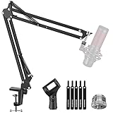 InnoGear Microphone Arm, Upgraded Mic Arm Microphone Stand Boom Suspension Stand with 3/8' to 5/8' Screw Adapter Clip for Blue Yeti Snowball, HyperX QuadCast SoloCast, Yeti x and other Mic, Medium