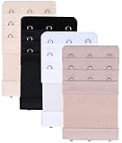 KTOBTEL Bra Extender 3 Hooks 3 Rows Elastic Bra Band Hook Strap Extensions for Women, Pack of 4 (Multicolor)