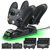 OIVO XSX Controller Charger Station with 2 Packs 1300mAh Rechargeable Battery for Xbox Series X/S/One/Elite/Core Controller, Charging Dock with 4 Packs Covers