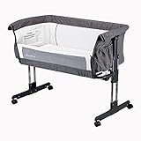 Mika Micky Baby Bassinet Bedside Sleeper Bedside Crib Easy Folding Portable Crib All mesh 2022 New,Grey