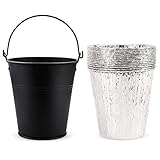 QuliMetal Drip Bucket and 15-Pack Disposable Foil Liners for Oklahoma Joe's, Traeger, Pit-Boss, Z Grill, Camp Chef, Grill Grease Bucket Fits Most Offset Smoker, Rec Tec Pellet Grill Drip Bucket, Black