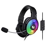 Redragon H350 RGB Wired Gaming Headset, Dynamic RGB Backlight - Stereo Surround-Sound - 50MM Drivers - Detachable Microphone, Over-Ear Headphones Works for PC/PS4/XBOX One/NS
