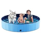 Jasonwell Foldable Dog Pet Bath Pool Collapsible Dog Pet Pool Bathing Tub Kiddie Pool for Dogs Cats & Kids (63'.D x 11.8'.H, Blue)