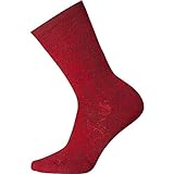 Smartwool Poinsettia Graphic Crew Socks - Women’s Medium Cushioned Merino Wool Performance Socks TIBETAN RED Small