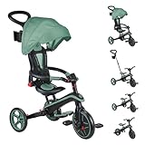 Globber Foldable 5-in-1 Toddler Trike Push Bike Stroller – Compact Learning Tricycle for Toddlers Converts Into Balance Bike – Safe Outdoor Ride On Toys for Kids (Olive Green)
