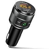 IMDEN Bluetooth 5.0 FM Transmitter for Car, 3.0 Wireless Bluetooth FM Radio Adapter Music Player FM Transmitter/Car Kit with Hands-Free Calling and 2 USB Ports Charger Support USB Drive