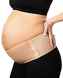 AZMED Maternity Belly Band for Pregnant Women | Pregnancy Must Haves Belly Support Band for Abdomen, Pelvic, Waist, Back Pain | Adjustable Maternity Belt | All Stages of Pregnancy & Postpartum (Beige)