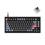 Keychron V1 Wired Custom Mechanical Keyboard Knob Version, 75% Layout QMK/VIA Programmable with Hot-swappable Keychron K Pro Brown Switch Compatible with Mac Windows Linux Carbon Black Non-Transparent