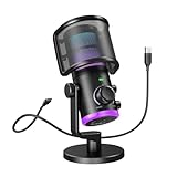 FIFINE Gaming Microphone with Pop Filter Set, USB Streaming Mic for Podcast with Noise Cancellation, Mute Tap, Bundle with Pop Screen with Metal Mesh,Windscreen for PS4/PS5 Discord YouTube (AM6+U1)