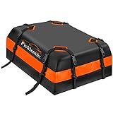 FIVKLEMNZ Car Rooftop Cargo Carrier Roof Bag Waterproof for All Top of Vehicle with/Without Rack Includes Topper Anti-Slip Mat + Reinforced Straps + 6 Door Hooks + Luggage Lock (15 Cubic Feet)