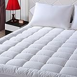 EASELAND Queen Size Mattress Pad Pillow Cover Quilted Fitted Mattress Protector Cotton Top 8-21' Deep Pocket Cooling Mattress Topper (60x80 Inches, White)