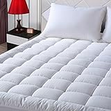 EASELAND Queen Size Mattress Pad Pillow Cover Quilted Fitted Mattress Protector Cotton Top 8-21' Deep Pocket Cooling Mattress Topper (60x80 Inches, White)