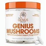 Genius Mushroom - Lions Mane, Cordyceps and Reishi - Immune System Booster & Nootropic Brain Supplement - for Natural Energy, Memory & Liver Support, 90 Veggie Pills