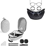 PECOOVR One Pair of Glasses Spacer Lens Anti-Scratch Protector for PSVR 2 + PECOOVR Hard Carrying Case for Playstation VR2 Gaming Headset and Controller Accessories, Includes Lens Cover, Cleaning Pen