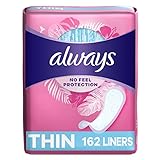 Always Thin Daily Panty Liners For Women, Light Absorbency, Unscented, 162 Count