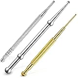 3 Pieces Facial Reflexology Massage Tool Stainless Steel Manual Acupuncture Pen Retractable Acupuncture Pen, Stainless Steel Double Headed Spring Loaded Ear and Body Point Probe Pen
