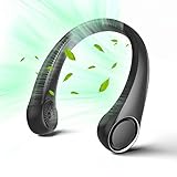 Portable Neck Fan, Hands Free Bladeless Fan, 360° Cooling Personal Fan,Wearable Quiet Fan for Outdoor Indoor, Birthday Gifts for Men Women Mom Dad, 4000mAh Battery USB Rechargeable, 3-Speeds(Black)