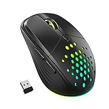 Wireless Mouse for Laptop, UHURU 2.4G Rechargeable LED Mouse, Small Computer Mice with Silent Click,3 Adjustable DPI, 6 Buttons, Compatible with Windows Chromebook (Black) (UGM-03)
