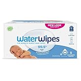 WaterWipes Plastic-Free Original Baby Wipes, 99.9% Water Based Wipes, Unscented & Hypoallergenic for Sensitive Skin, 540 Count (9 packs), Packaging May Vary