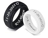 MZZJ Personalized Couple Silicone Rings 2 Tone 8MM Breathable Rubber Step Edge Comfort Fit Wedding Band Promise Egagement Rings for Him Her,Anniversary Birthday Gift for Husband Wife