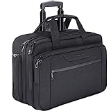 KROSER Rolling Laptop Bag Premium Wheeled Briefcase Fits Up to 17.3 Inch Laptop Water-Proof Overnight Roller Case Computer Bag with RFID Pockets for Travel/Business/Men/Women-Black